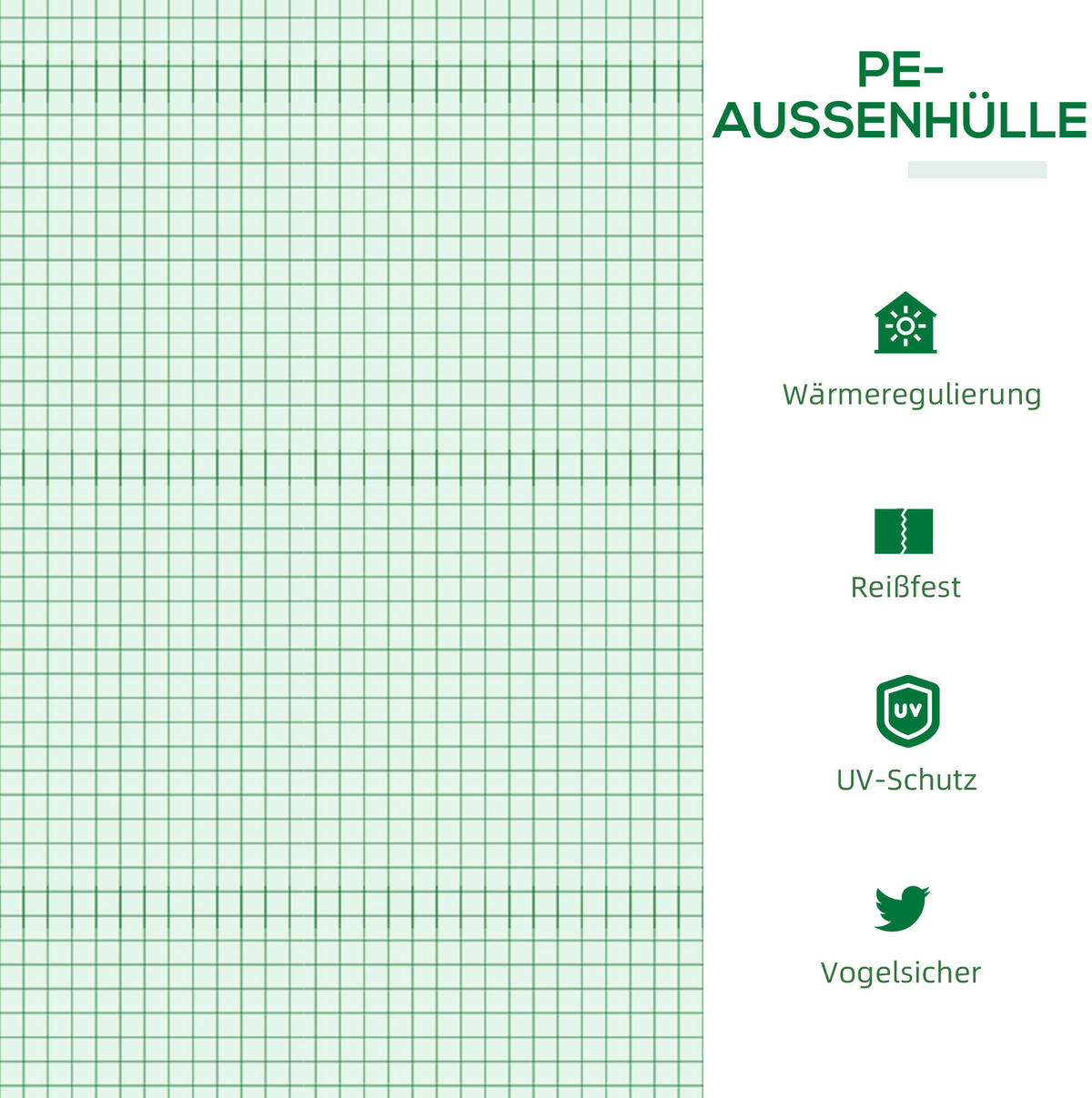 GEWÄCHSHAUS aus Stahl 180x60x60 cm in Dunkelgrün mit aufrollbaren Fenstern - Dunkelgrün, Metall (60/60/180cm) - Modfu