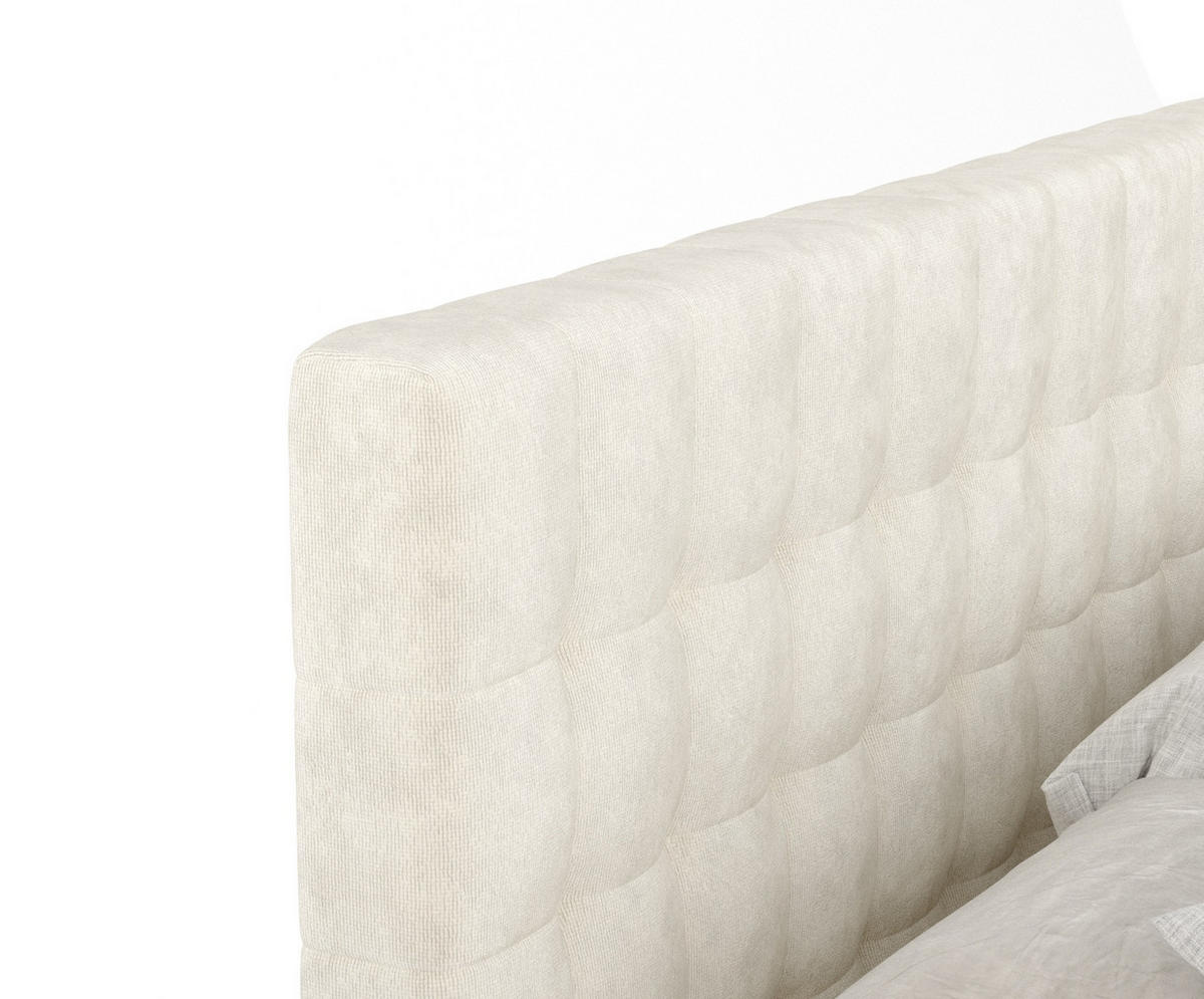 BOXSPRINGBETT Sorrento Creme 180/200 cm mit Latex-Topper - Silberfarben/Creme, Holz/Holzwerkstoff (180/200cm) - Maison de Reve