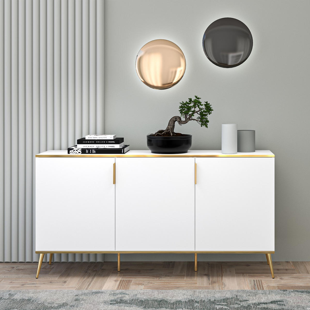 KOMMODE VELTI,Weiß - Weiß, Holzwerkstoff (170/88/40cm) - KONSIMO®