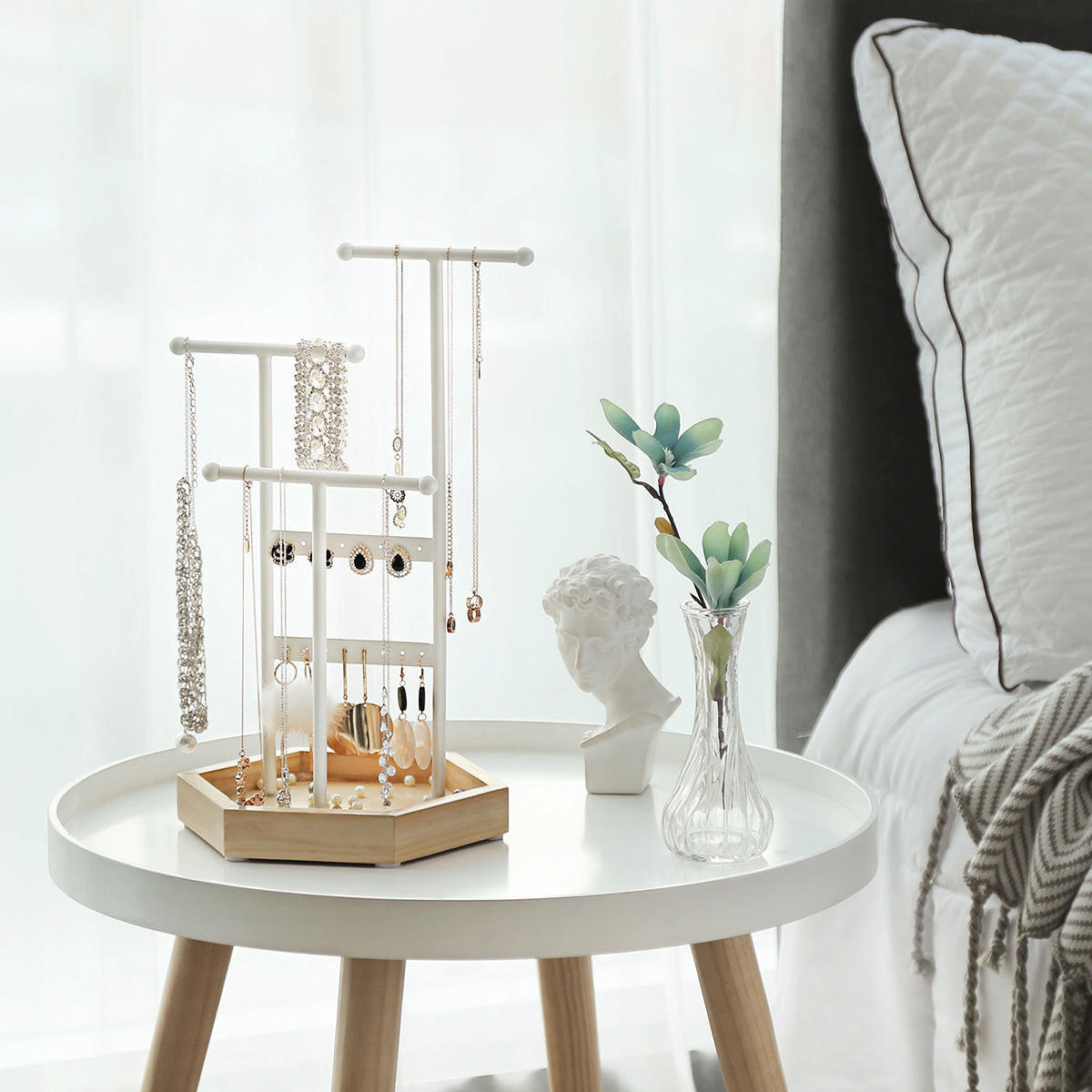 SCHMUCKSTÄNDER SCHMUCKHALTER - Weiß, Holz (18/20.5cm) - Hansiro