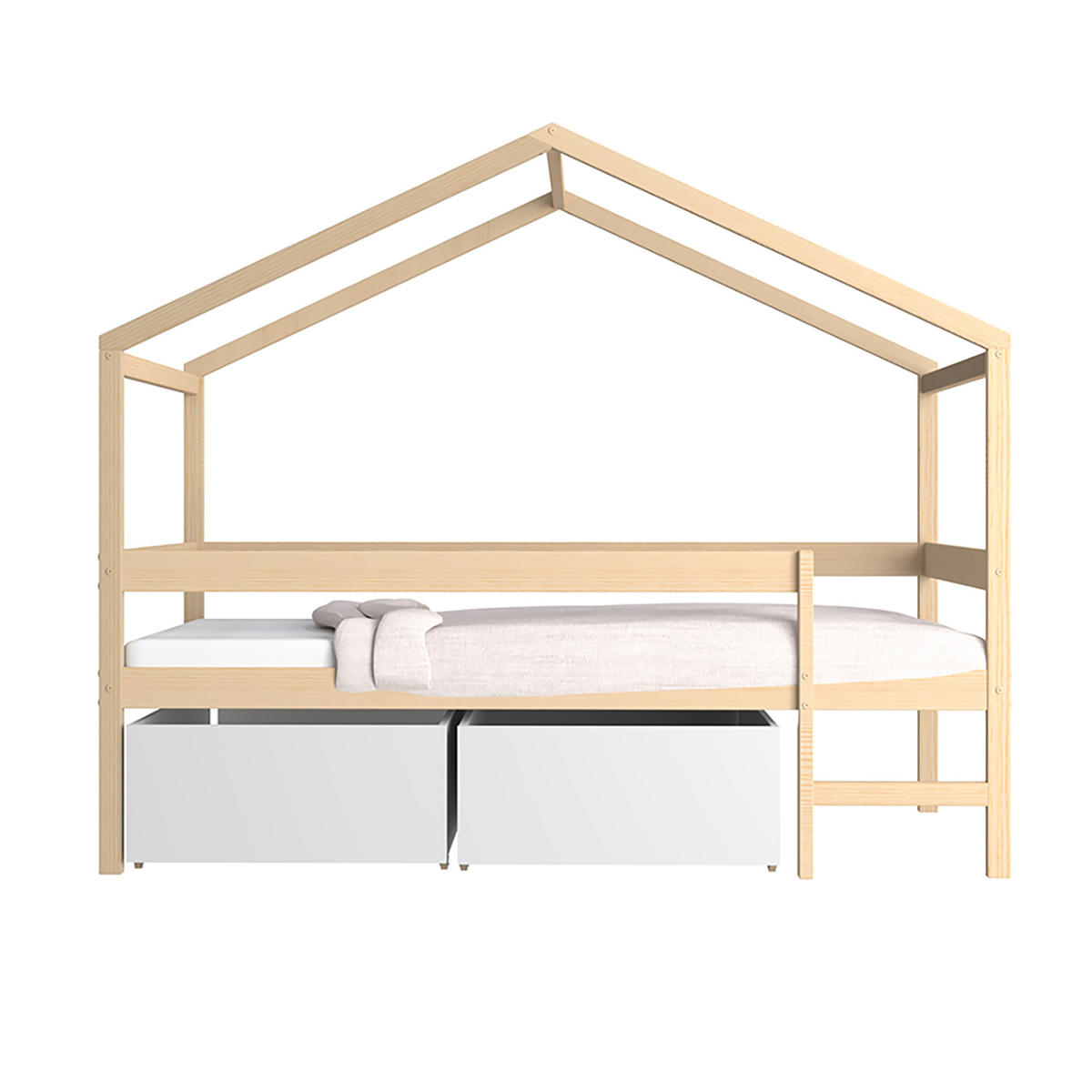 HAUSBETT MIKA mit Schubladen/ Kinderbett 90x190 - Naturholz - Naturfarben, Holz (90/190cm) - Weber Industries