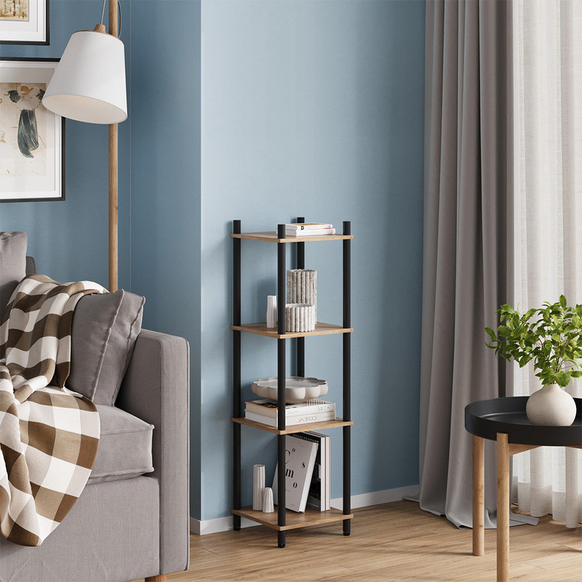 ROHOVÁ POLICE Bivio Zlatý dub power/antracit - medově dubová, kompozitní dřevo (30/102.5/30cm) - Vicco