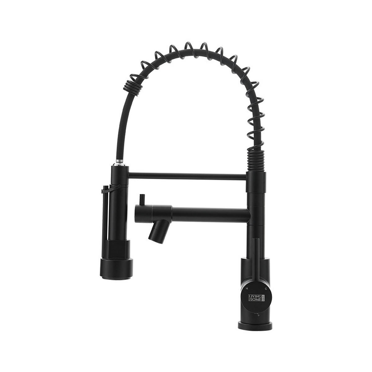 KÜCHENARMATUR Ausziehbar Brausekopf Topffüller Einhandgriff Schwarz - Schwarz, Metall (25.5/43/5cm) - Livingandhome