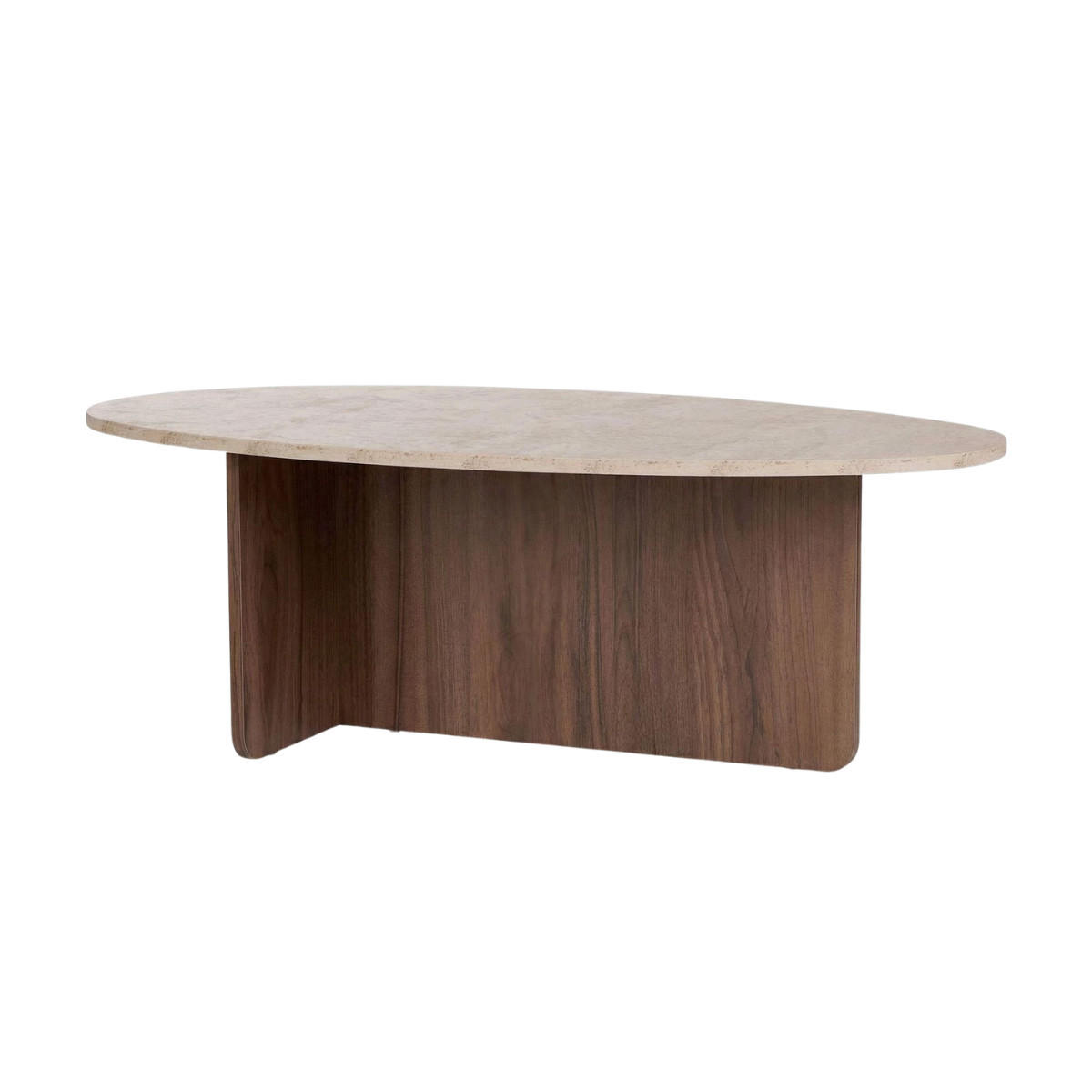 COUCHTISCH mit ovaler Platte L125 cm 65/120/40 cm - Eichefarben, Holzwerkstoff (70/65/40cm) - Calicosy
