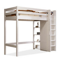 HOCHBETT 90/200 cm mit Kleiderschrank, 6 Regalen und flexibler Montage aus Massivholz und Spanplatte, Weiß - Weiß, Holzwerkstoff - Redom