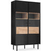 VITRINENSCHRÄNK LOFTY Außenseiteneinlage, schwarz / Eiche natur - Eichefarben/Multicolor, Holzwerkstoff (102/174/41cm) - KONSIMO®