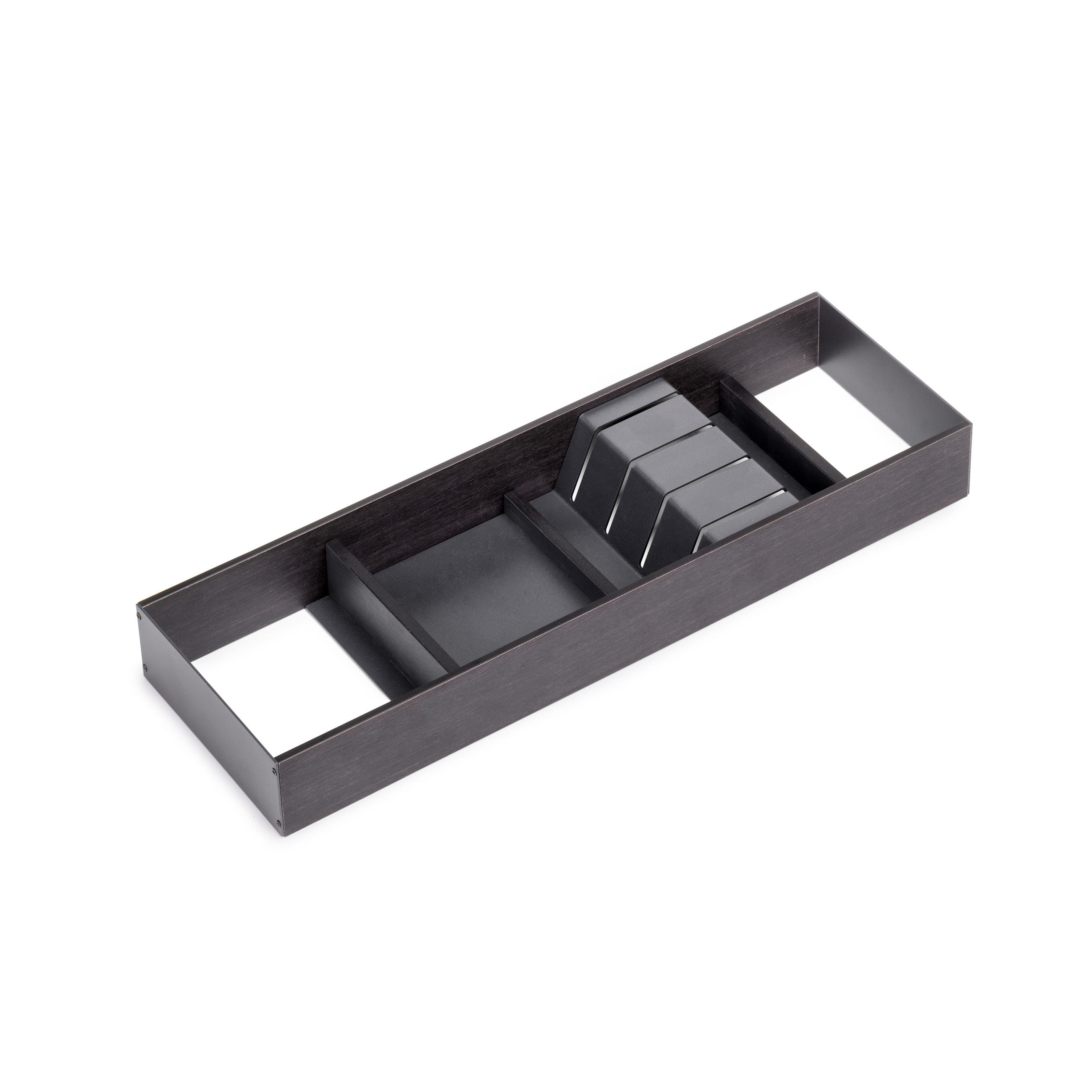 MESSEREINSATZ Orderbox für Schublade, 150x470mm, Stahl und Holz, Anthrazitgrau - Anthrazit, Metall (16/9/50.5cm) - EMUCA