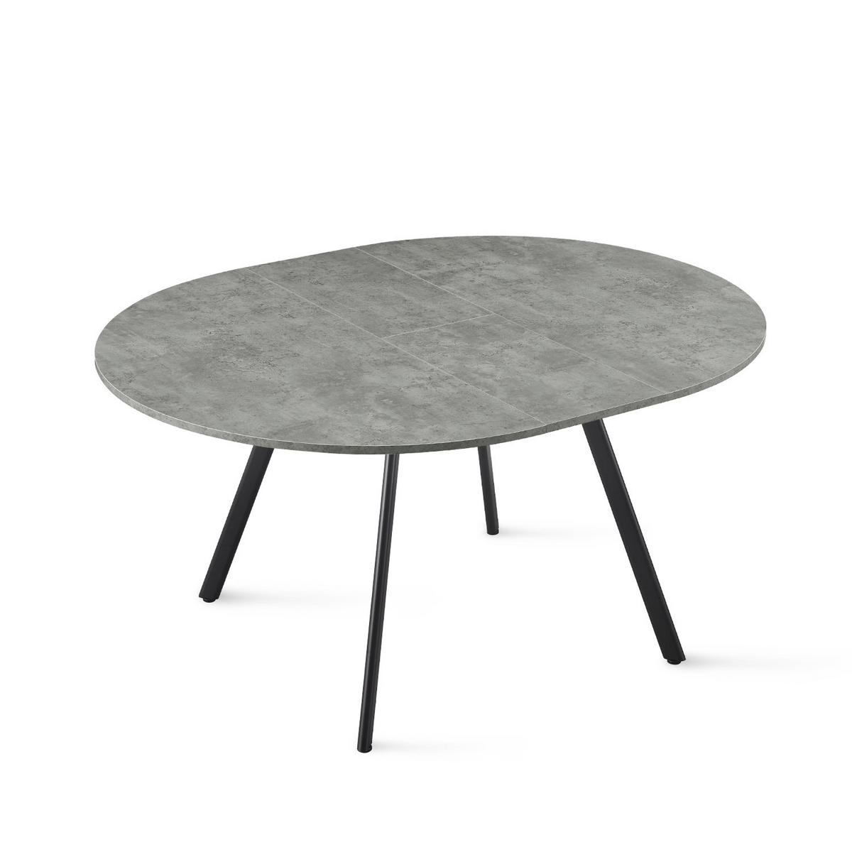 ESSTISCH TILL 120-150/120/76 cm Rund Beton - Schwarz/Grau, Holzwerkstoff (120/120/76cm) - B&D Home