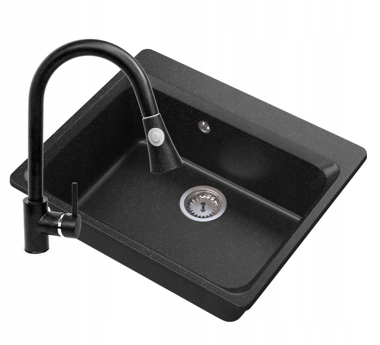 GRANITSPÜLE Zante mit Siphon Batterie - Schwarz, Kunststoff/Stein (62/52/20cm) - Granitan