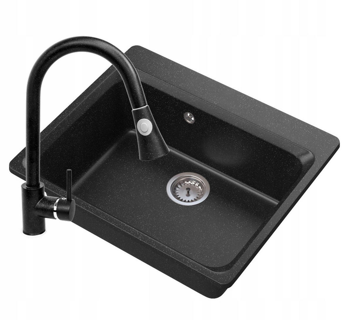GRANITSPÜLE Zante mit Siphon Batterie - Schwarz, Kunststoff/Stein (62/52/20cm) - Granitan