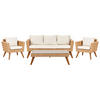LOUNGE-SET 5-sitzer PE Rattan Cremeweiß Vittoria - Hellbraun/Beige, Kunststoff - Beliani