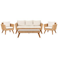 LOUNGE-SET 5-sitzer PE Rattan Cremeweiß Vittoria - Hellbraun/Beige, Kunststoff - Beliani