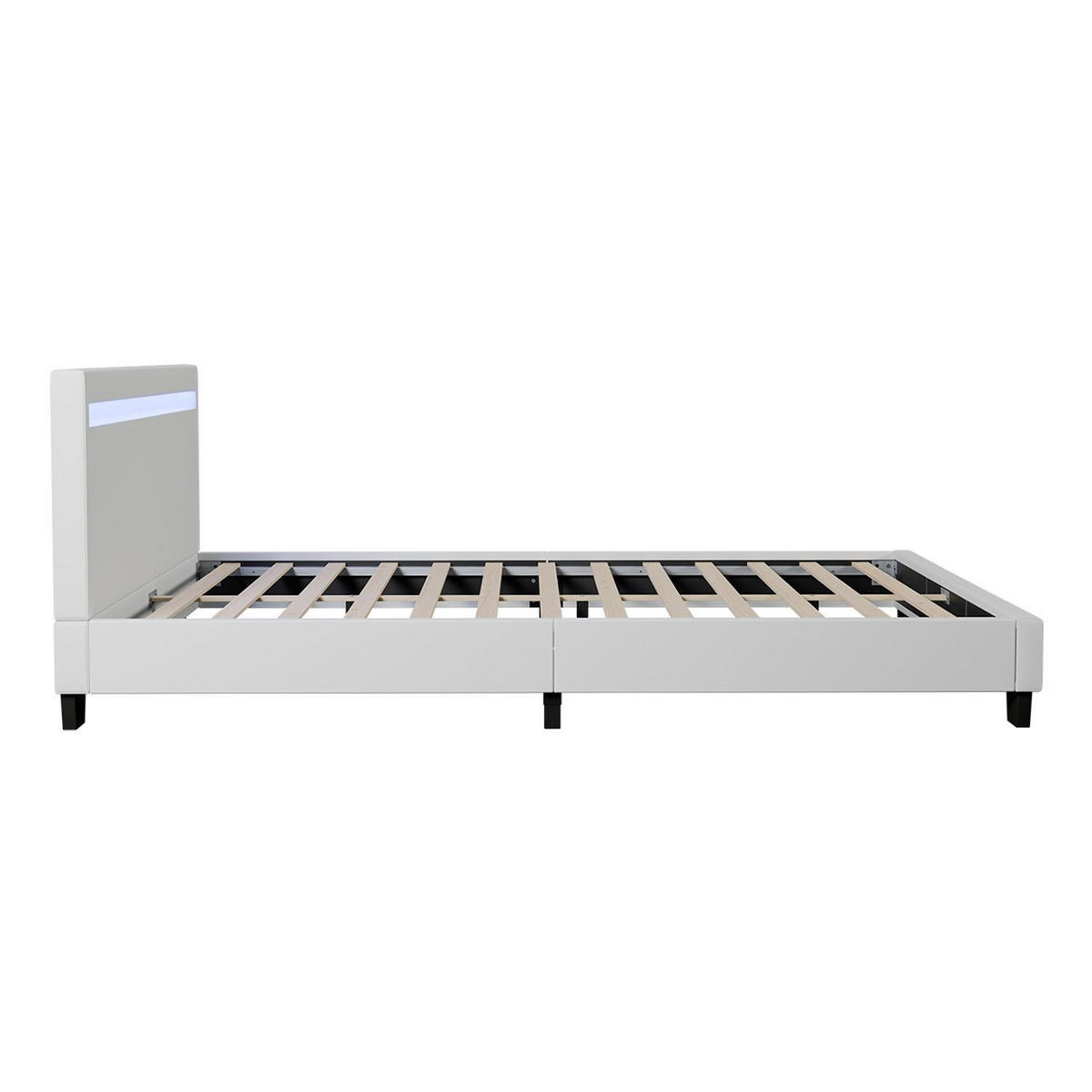 POLSTERBETT Verona mit Matratze und LED weiß 120x200cm - Weiß, Textil (120/200cm) - Juskys