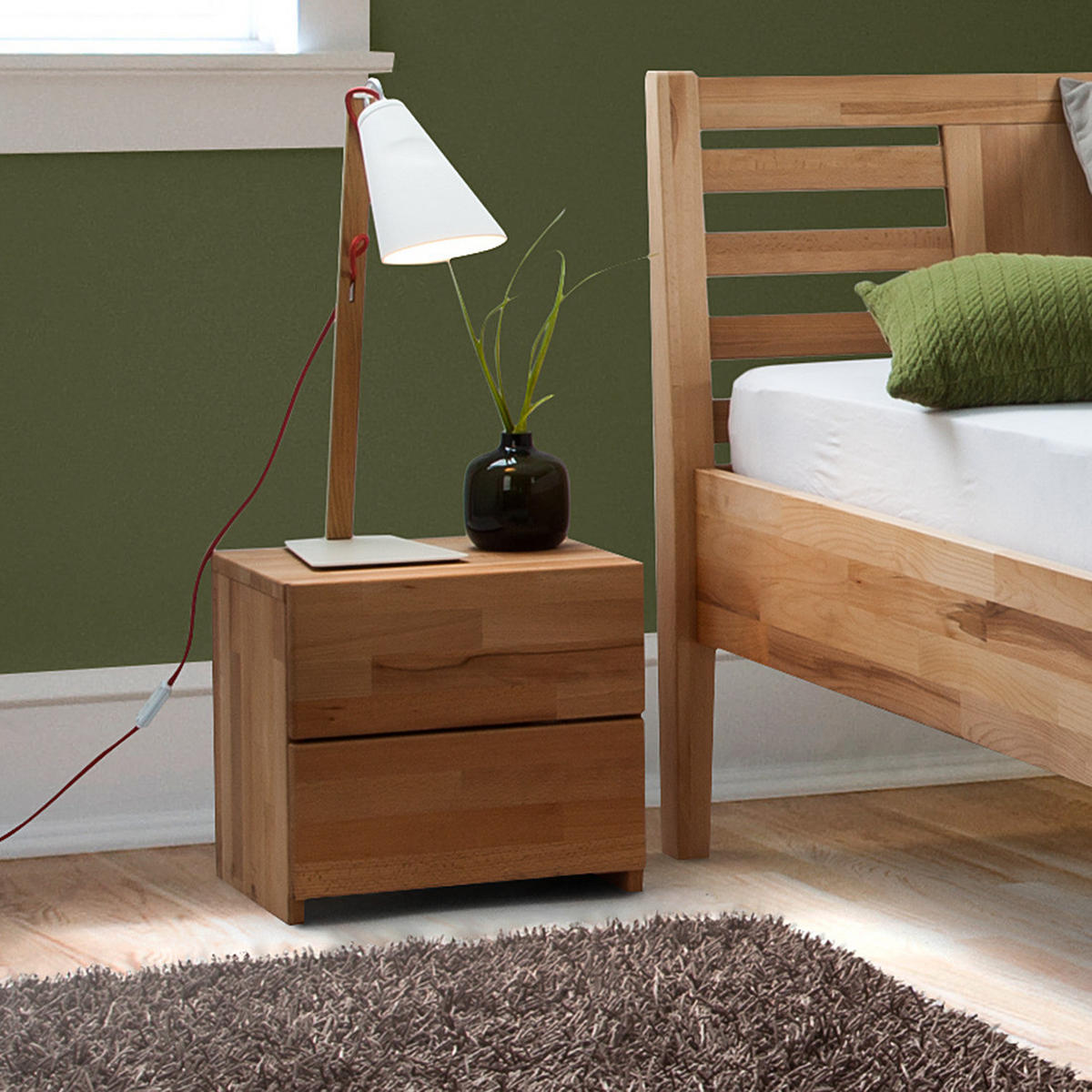 NACHTKOMMODE - Massivholz - Eichefarben, Holz (40/37/33cm) - home24