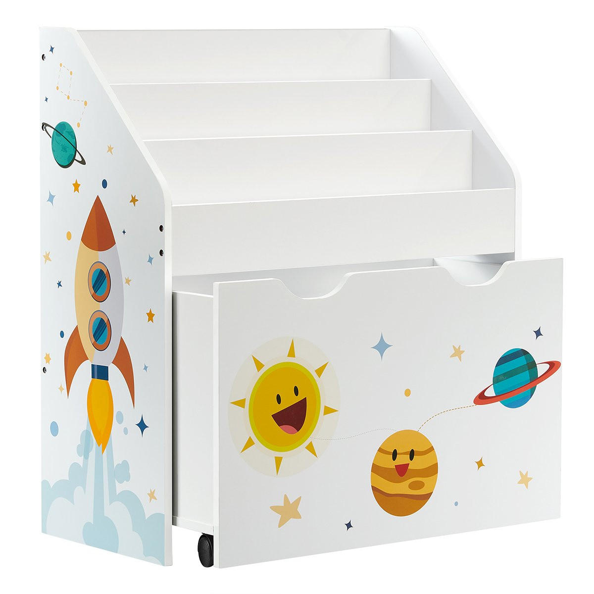 REGAL für Kinder mit Bücherregal - H70 cm - Weiß, Holzwerkstoff (29.5/70/62.5cm) - Calicosy