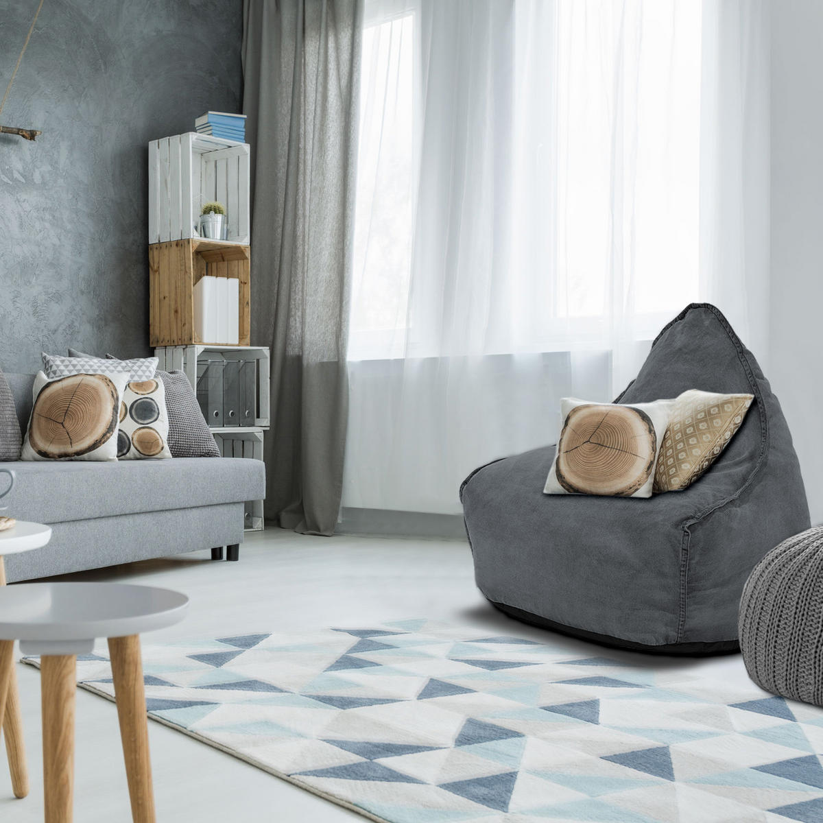 SITZSACKBEZUG Grau 90/80/70 cm - Grau, Textil (90/80cm) - Mobili Rebecca