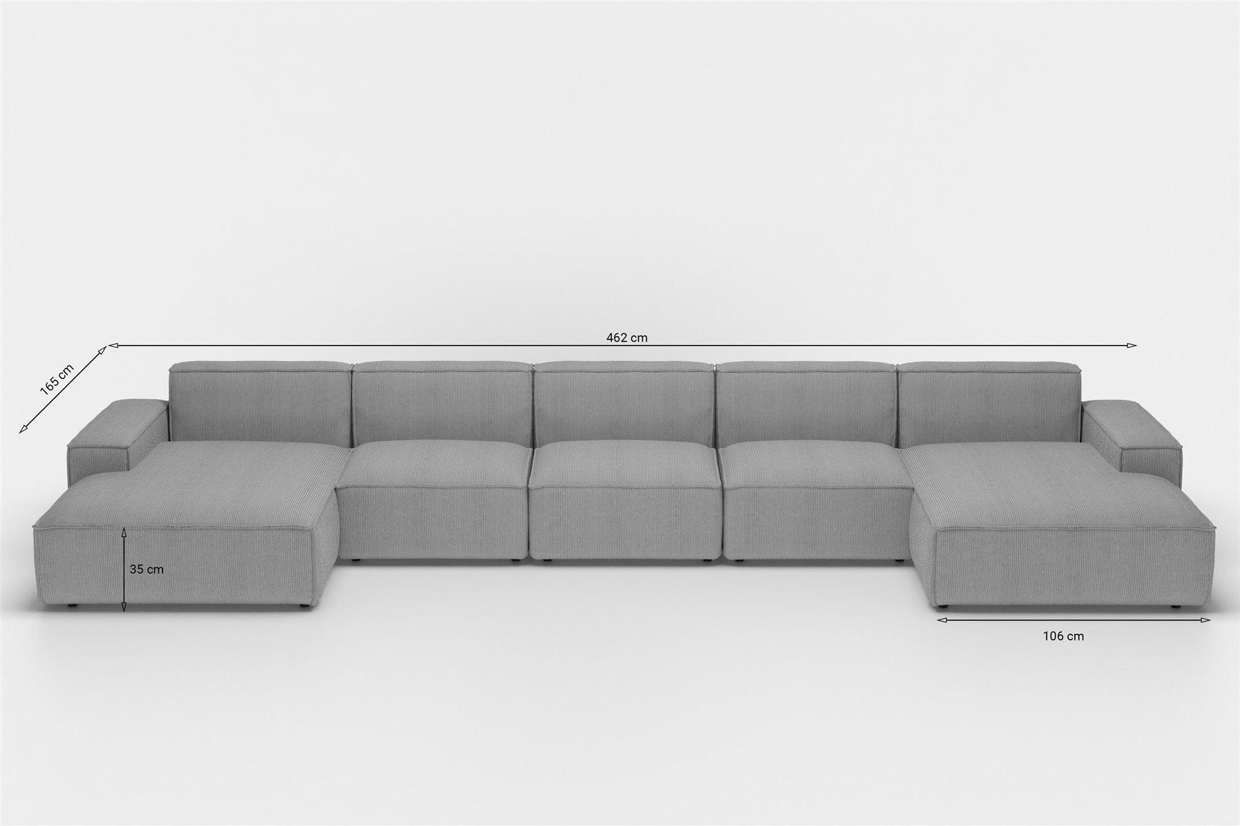 Thumbnail - Fun Möbel Wohnlandschaft, Grau, Textil, U-Form, 462x73x165 cm, Wohnzimmer, Sofas & Couches, Wohnlandschaften, Wohnlandsc...