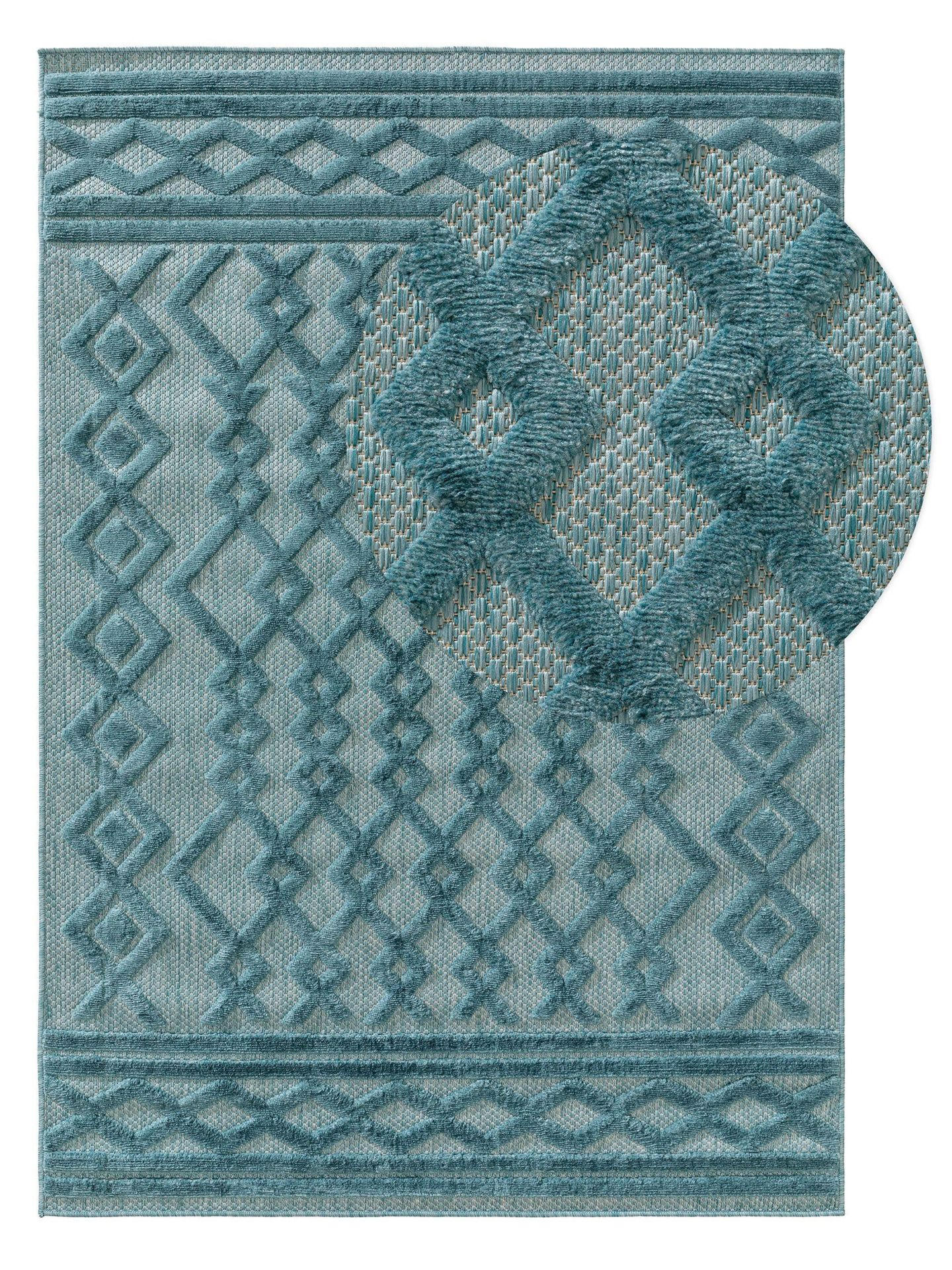 OUTDOORTEPPICH Bonte Türkis 160x230 cm - Türkis, Textil (160/1cm) - KUNSTLOFT