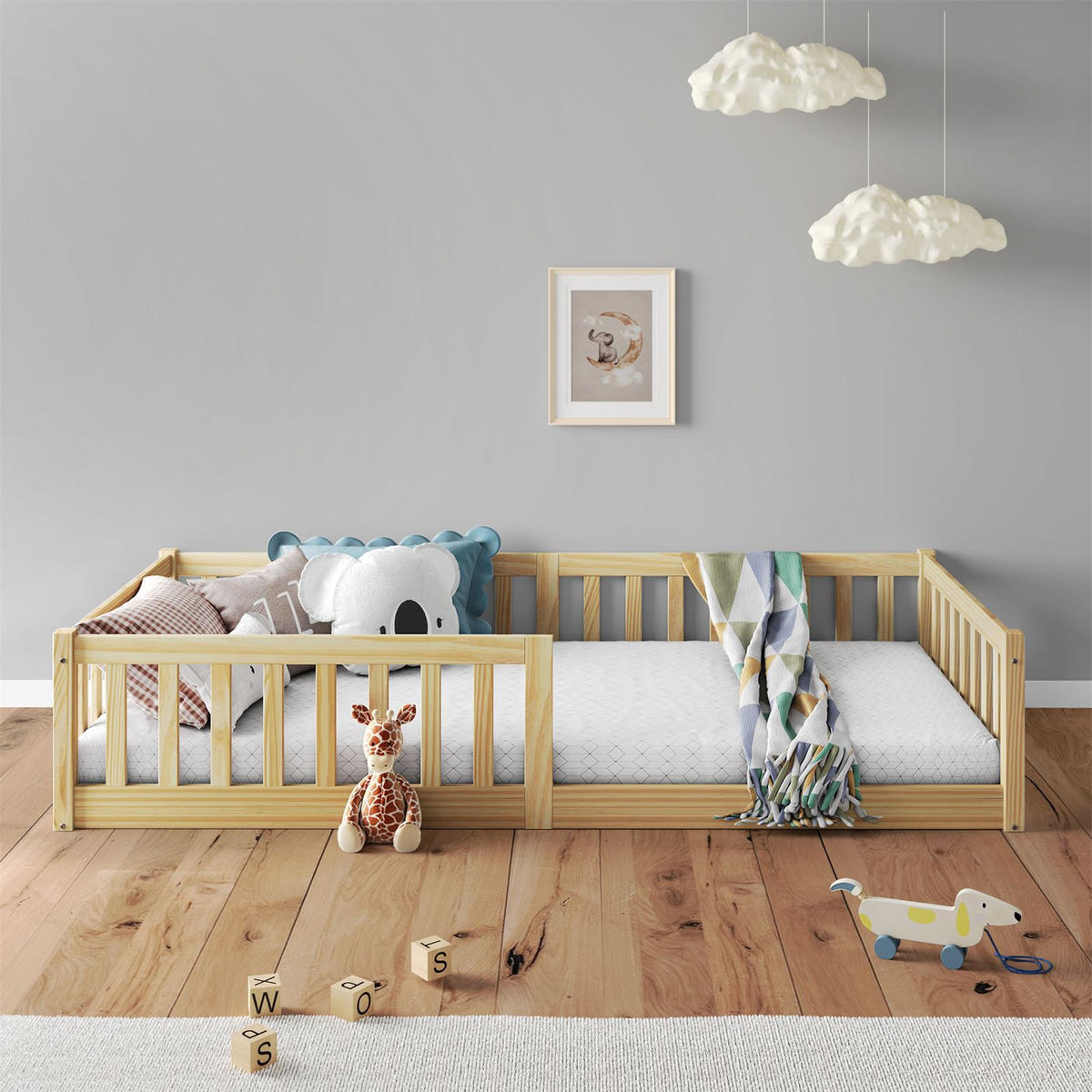 BODENBETT GUSTAVO 90X200 CM - Naturfarben, Holz (96/42/206cm) - IDIMEX