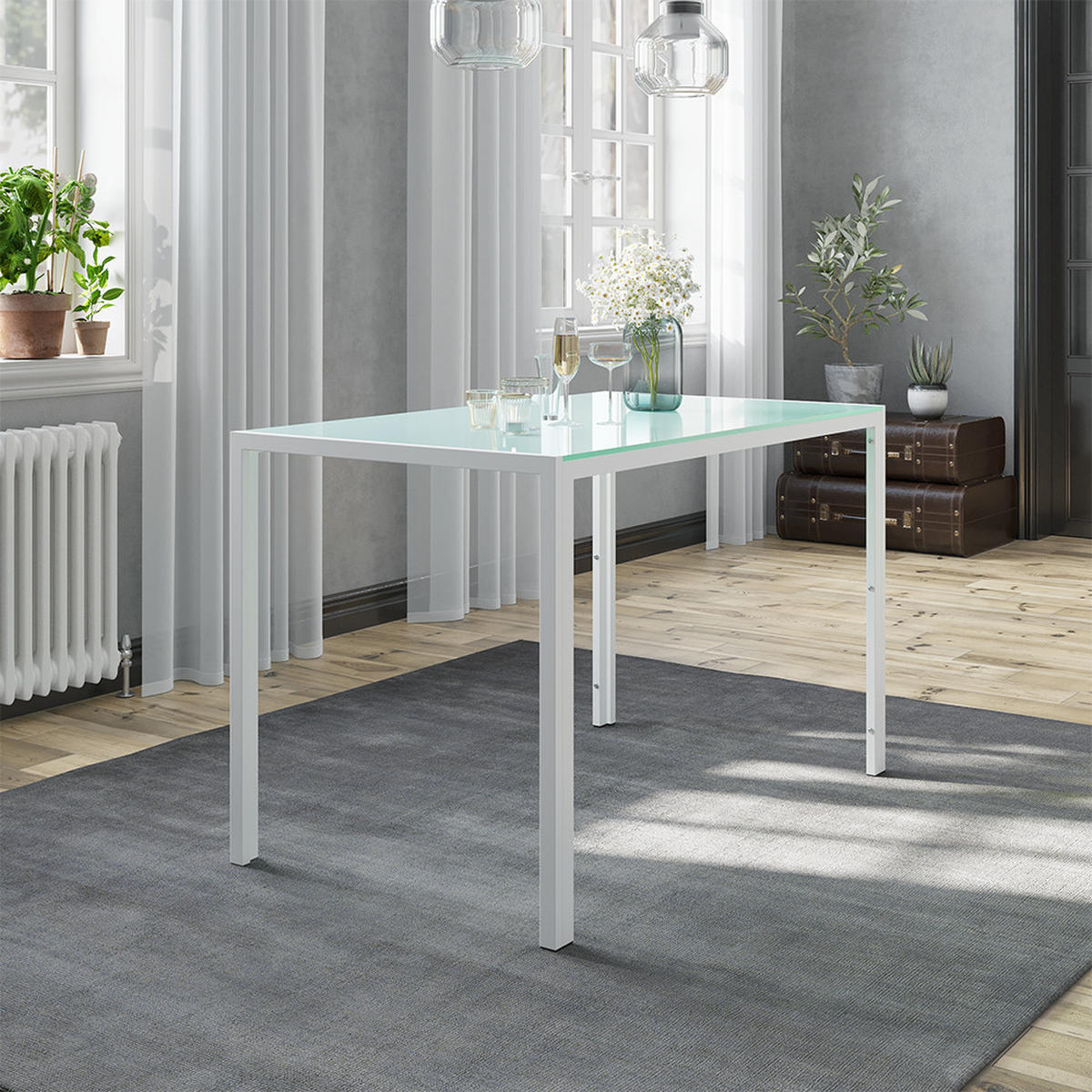 ESSTISCH Grand Weiß - Weiß, Glas (70/120/75cm) - Vicco