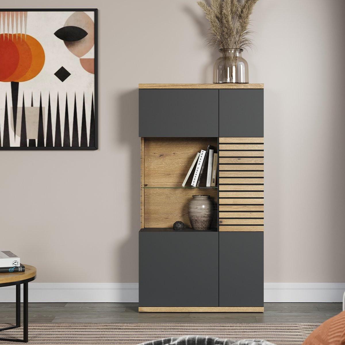 HIGHBOARD Norris Anthrazit - Anthrazit, Holzwerkstoff (80/146/37cm) - Trendteam