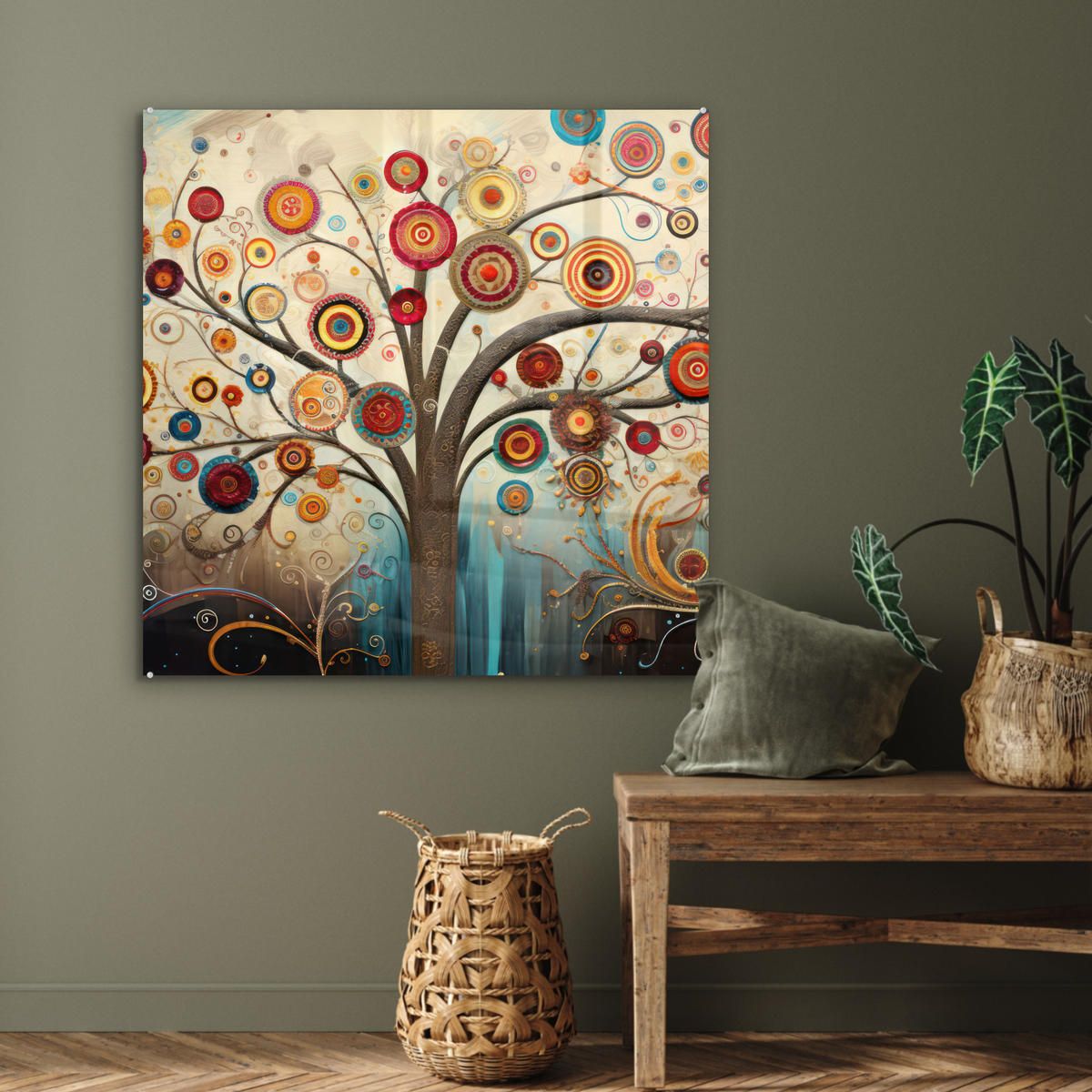 OBRAZ NA AKRYLOVOM SKLE Strom - Strom života - Farba 90x90 cm - hnedá, sklo (90/90cm) - MuchoWow