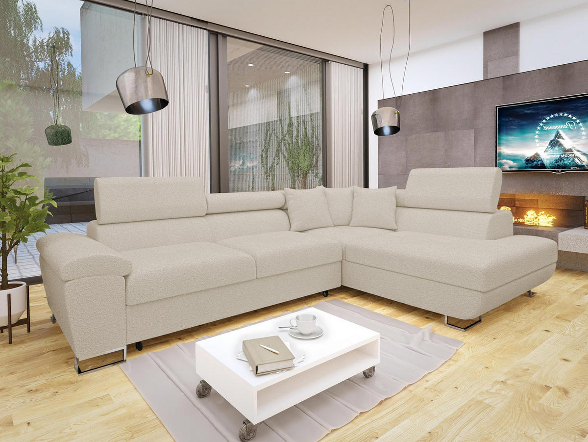 ECKSOFA Cotere Premium, Seite: Rechts - Sandfarben, Holz/Textil (270/202cm) - MIRJAN24