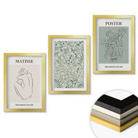 WANDBILDER 3er Set - 20x30 cm Goldrahmen - Linien, Pflanzenmuster, Minimalismus - Goldfarben, Kunststoff (20/30cm) - ArtPrintCave