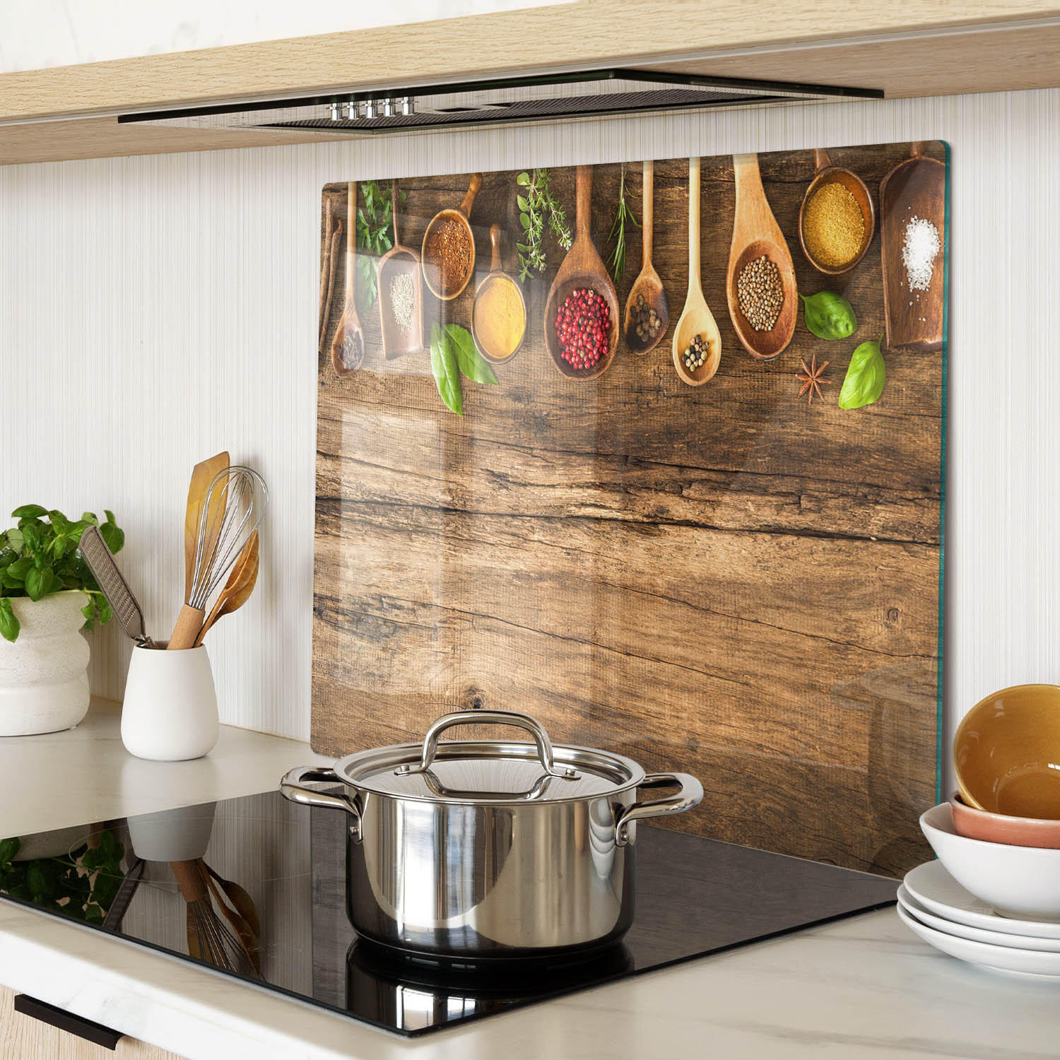 GLASPLATTE 60x52 cm Gewürze Holz - Multicolor, Glas (60/0.4/52cm) - TULUP