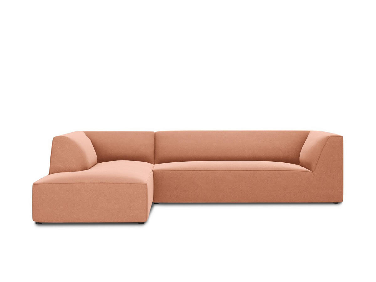 ECKSOFA links Ruby aus Samt rosa 4 Sitzplätze - Pink, Textil (180/273cm) - Micadoni