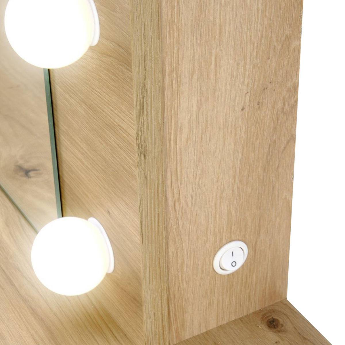 SCHMINKTISCH FABIOSO Eiche, mit Spiegel und Beleuchtung - Eichefarben, Glas/Holz (94/140/43cm) - KONSIMO®