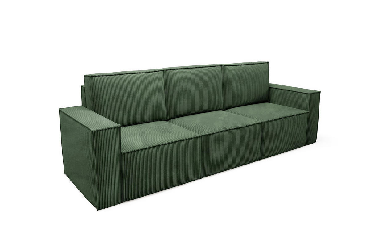 SOFA Orto Grün, Dreisitzer Polstersofa - Grün, Holzwerkstoff/Textil (247/93/82cm) - Bettso