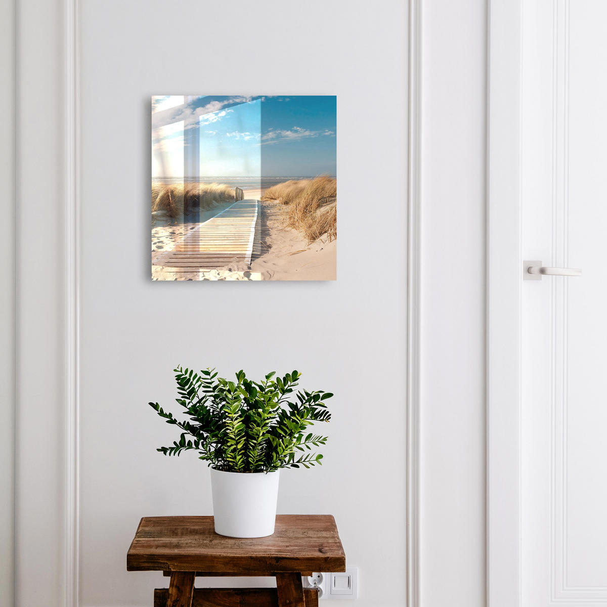 SCHLÜSSELBOX Schwarz 30x30 cm- Türöffnung nach rechts - Ein ruhiger Strand - Blau, Metall (30/30/5cm) - TULUP
