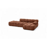 ECKSOFA L-Form Modular Mit Hocker, Veloursstoff Salvador, Dunkelbraun, Rechts, Selia - Dunkelbraun, Holz (285/160cm) - Kaiser Möbel