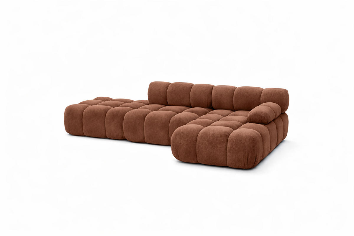 ECKSOFA L-Form Modular Mit Hocker, Veloursstoff Salvador, Dunkelbraun, Rechts, Selia - Dunkelbraun, Holz (285/160cm) - Kaiser Möbel
