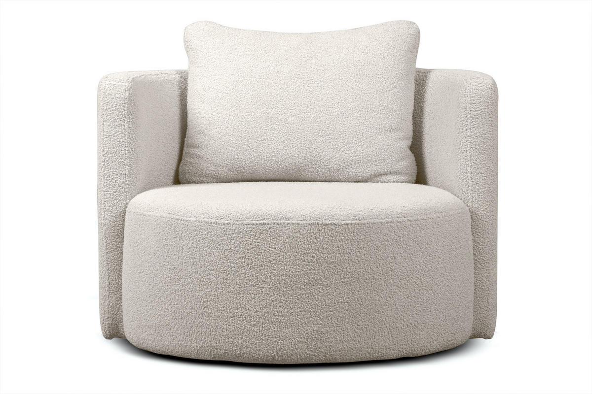 DREHSESSEL-SET RAGGI inkl. Sitzhocker, Boucle, Weiß - Weiß, Textil (92/75/80cm) - KONSIMO®