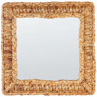 WANDSPIEGEL Wasserhyazinthe naturfarben quadratisch 52/52 cm Langli - Beige/Naturfarben, Naturmaterialen (52/52/3cm) - Beliani