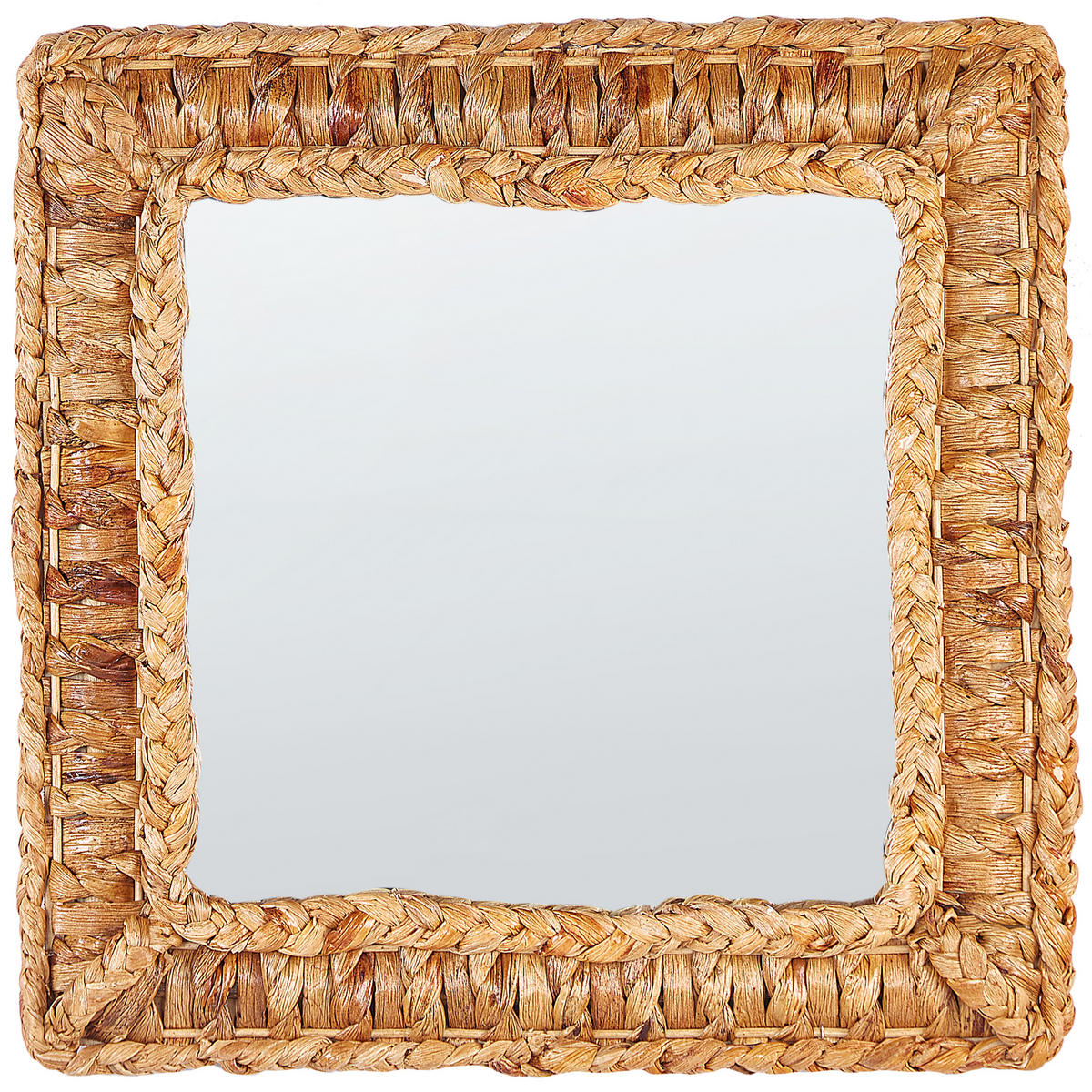 WANDSPIEGEL Wasserhyazinthe naturfarben quadratisch 52/52 cm Langli - Beige/Naturfarben, Naturmaterialen (52/52/3cm) - Beliani