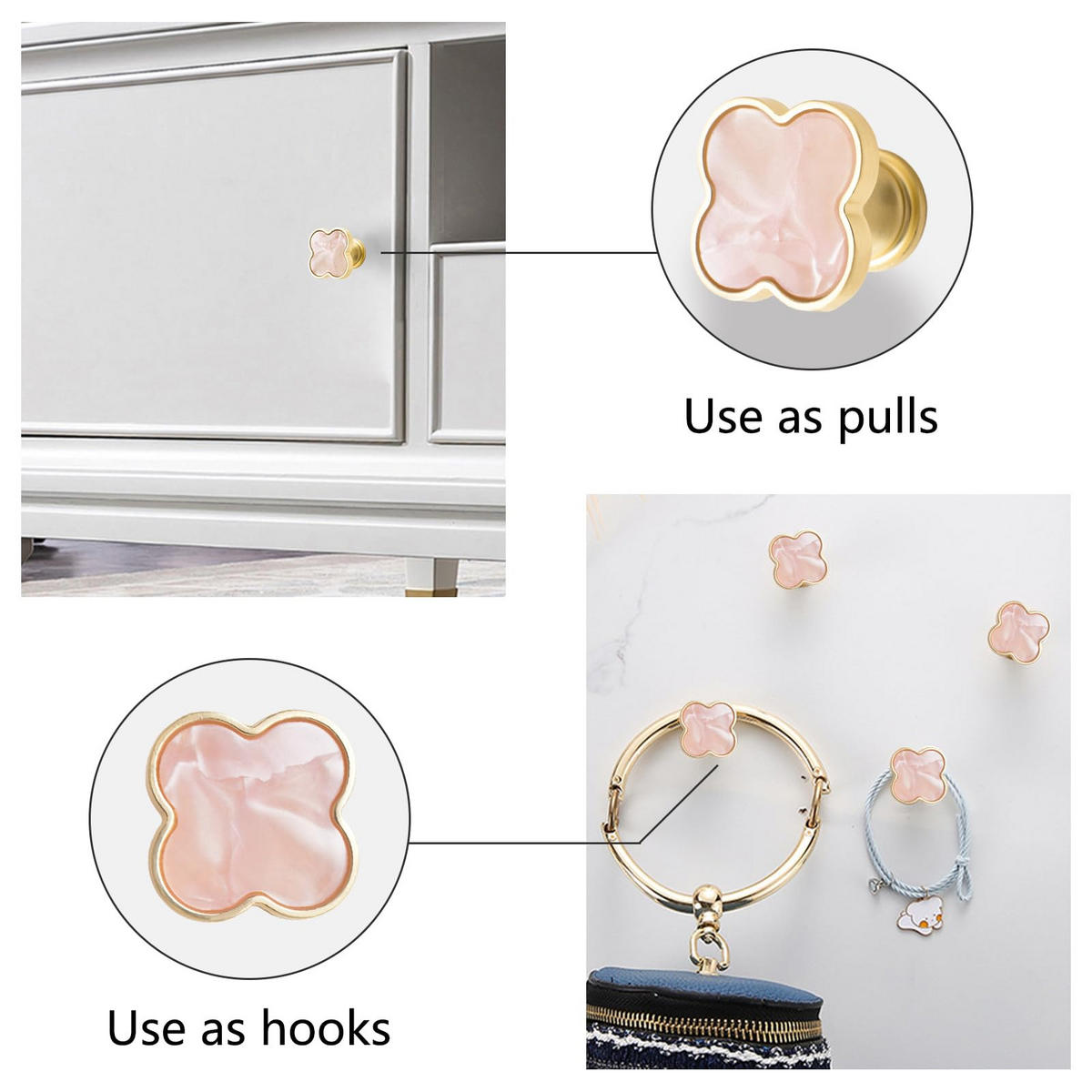 SCHRANKKNOPF Gold 6er-Set - Pink, Metall (0.33/2.5/0.33cm)