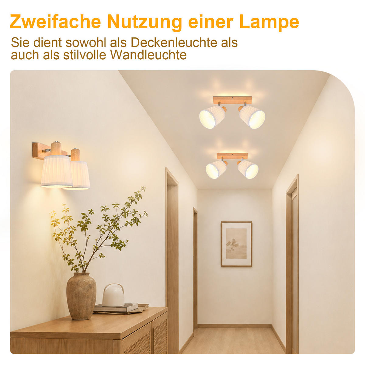 DECKENSTRAHLER Field II 30x19x25cm - Braun, Holz (30/19/25cm) - Nettlife