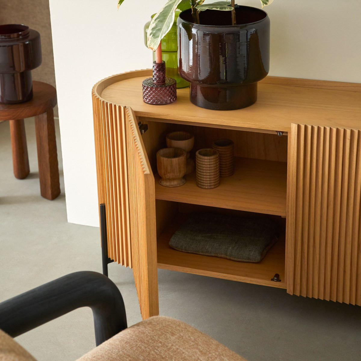 SIDEBOARD Lou Hellbraun aus Dunkles Mindiholz - Hellbraun, Holz (150/71/45cm) - Tikamoon