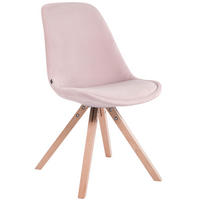 STUHL Samt pink - Pink/Eukalyptusholzfarben, Holz/Textil (48/84/56cm) - CLP