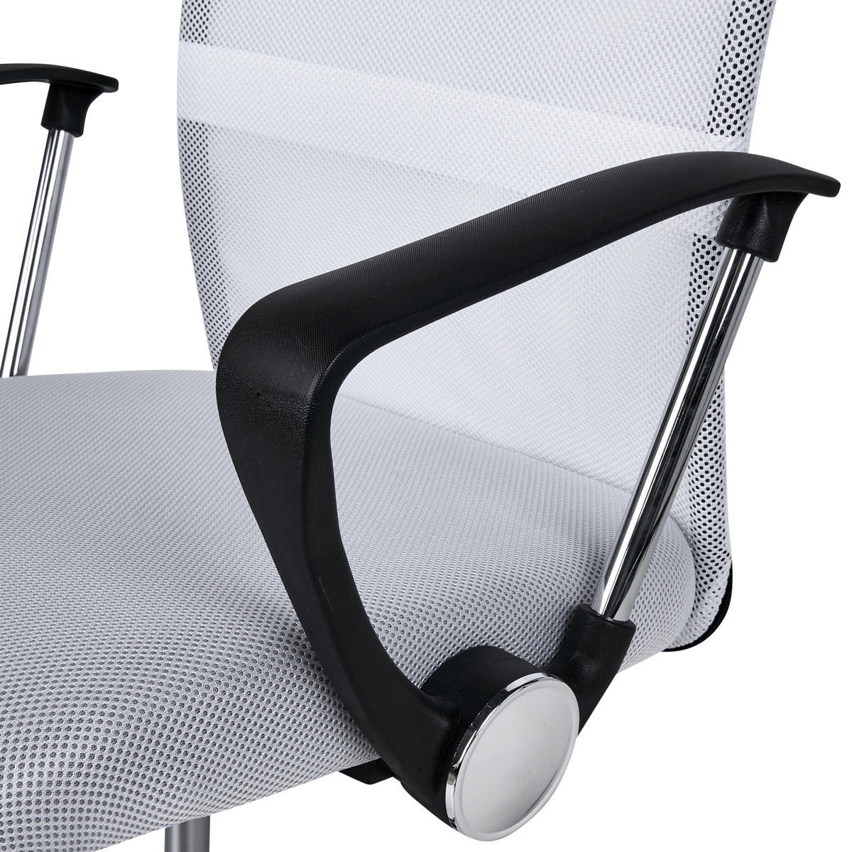 BÜROSTUHL Cremeweiß Best - Silberfarben/Schwarz, Textil (55/94/55cm) - Beliani