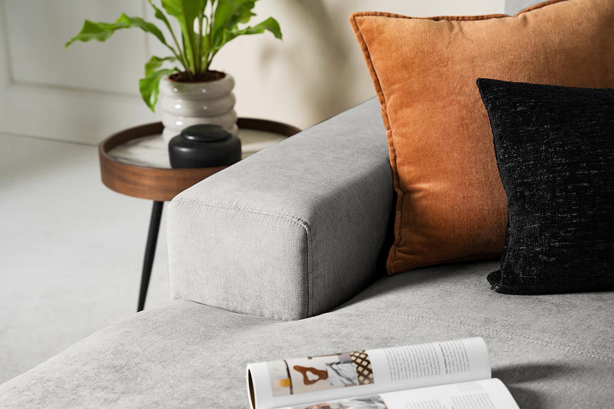 ECKSOFA - Grau, Textil/Metall (244/150cm) - home24