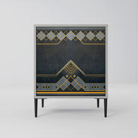 SIDEBOARD ROYAL ORDINARINESS, Grau, 57,5x42x72,5 cm, Schwarze Metallfüße - Multicolor/Schwarz, Holzwerkstoff/Metall (57.5/72.5/42cm) - SpaceRebels