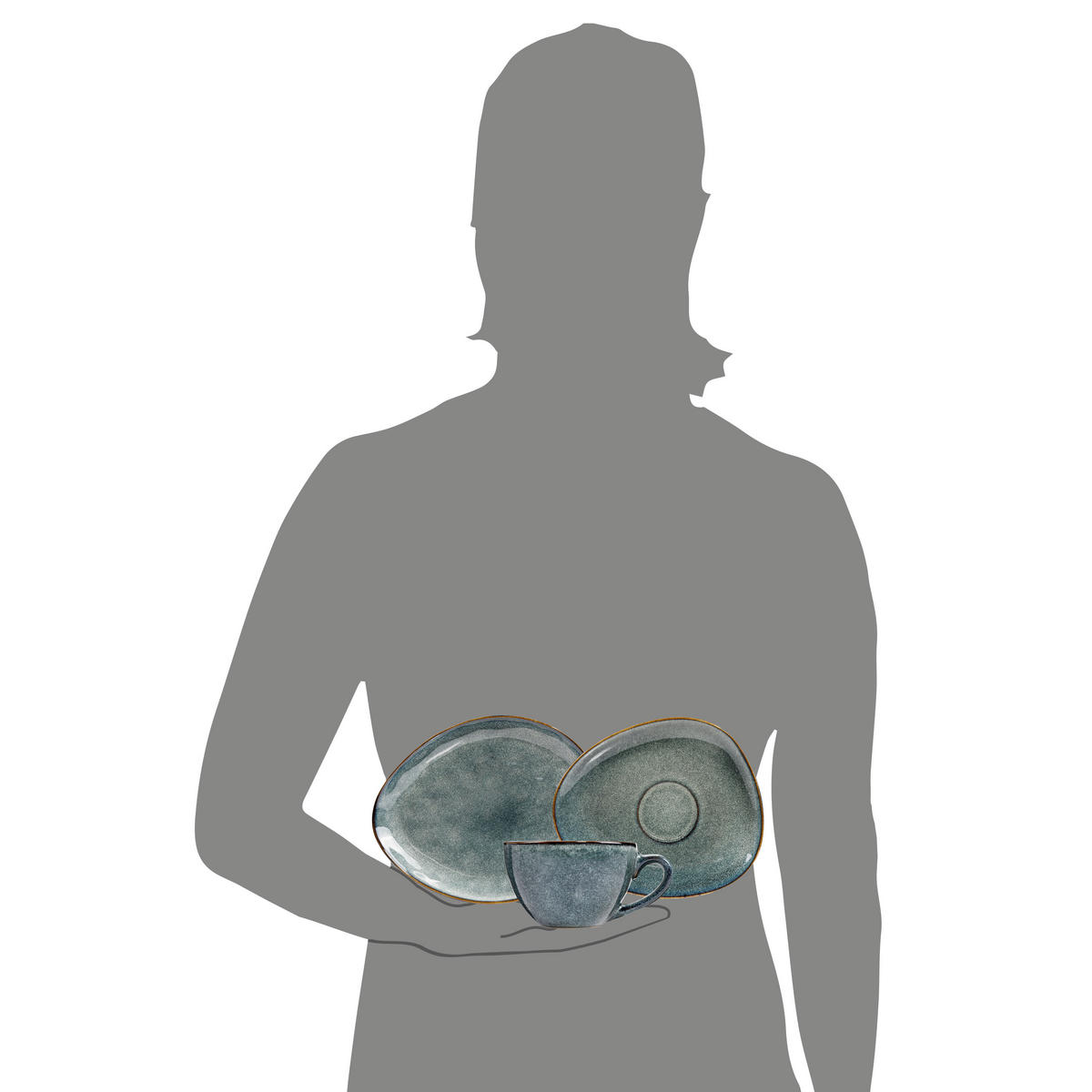 KAFFEESERVICE DARWIN für 4 Personen aus Steingut - Blau, Keramik (26/34/24.75cm) - Sänger
