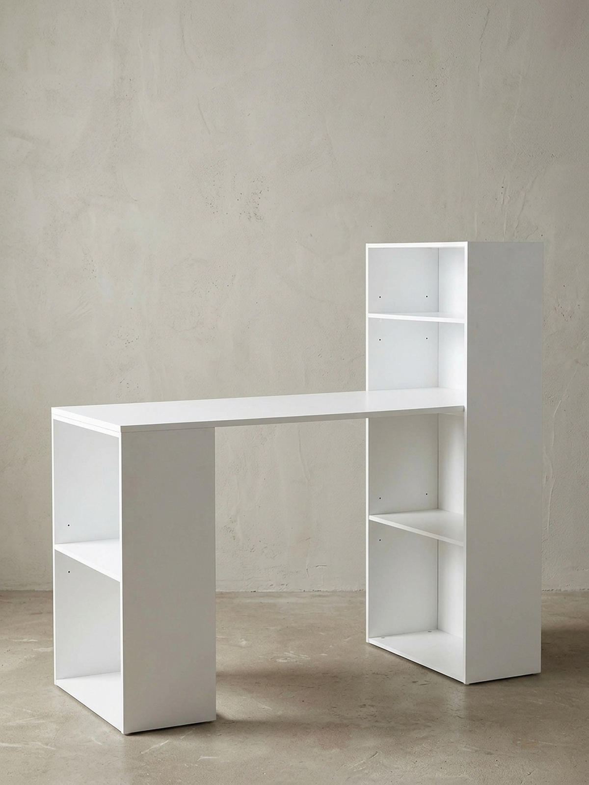 SCHREIBTISCH mit Regal variabel BRENTA, Weiß, 120x53x120 cm - Weiß, Holz (53/120/120cm) - KADIMA DESIGN