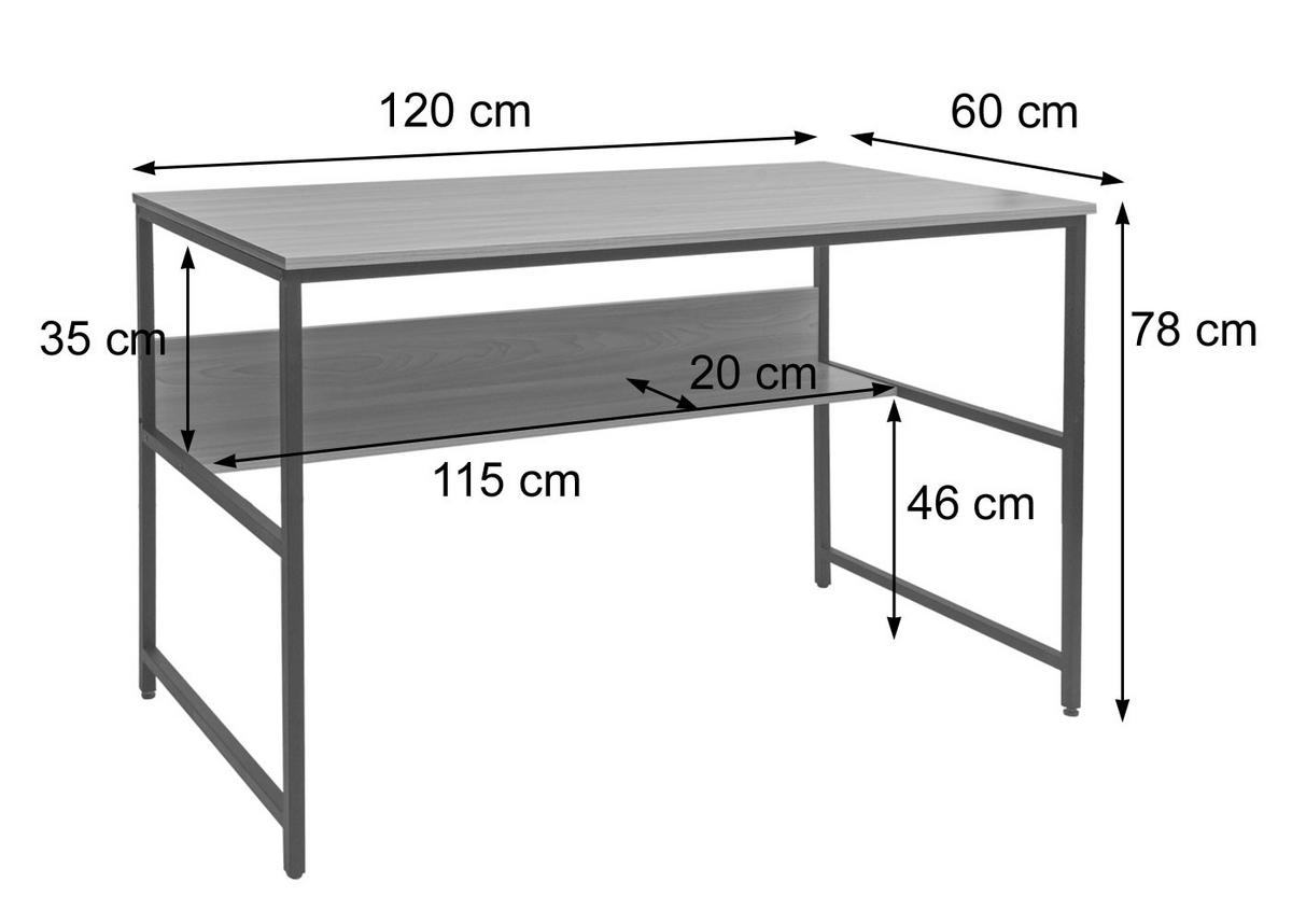 SCHREIBTISCH rechteckig Braun, Grau - Braun/Grau, Metall (120/60/78cm) - Jamb