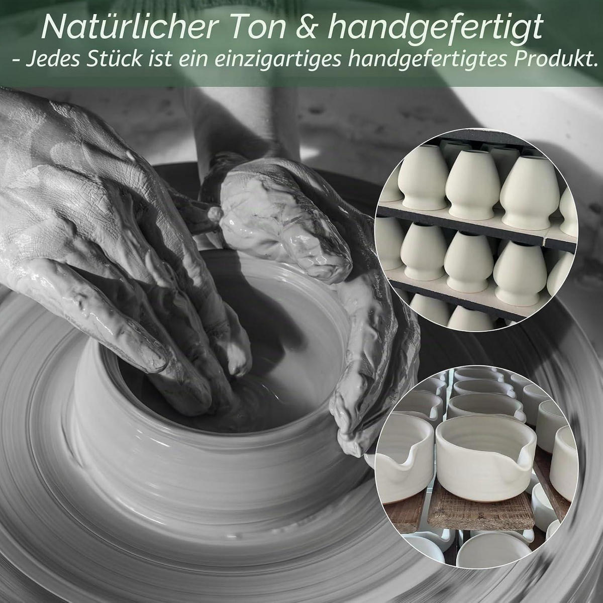 MATCHA Besen Set 6-teiliges Set Grün - Grün, Keramik (13.5/19.4/13.5cm)