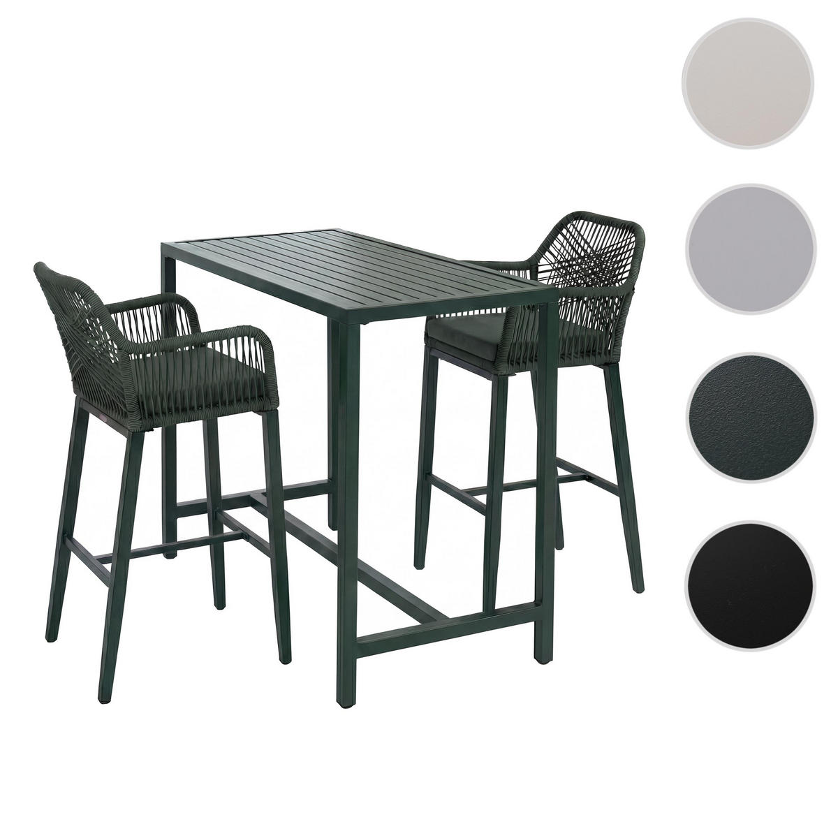 SET BARSKA MIZA + BARSKI STOLI kvadratni Green 3-delni set - zelena, kovina (65/130/105cm) - MCW